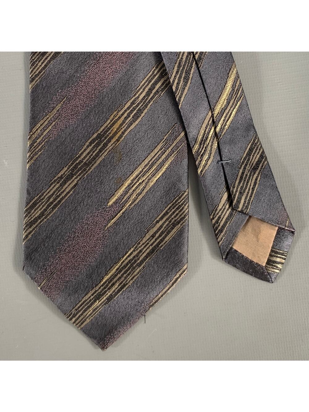 ISSEY MIYAKE Purple Tan Jacquard Silk Tie